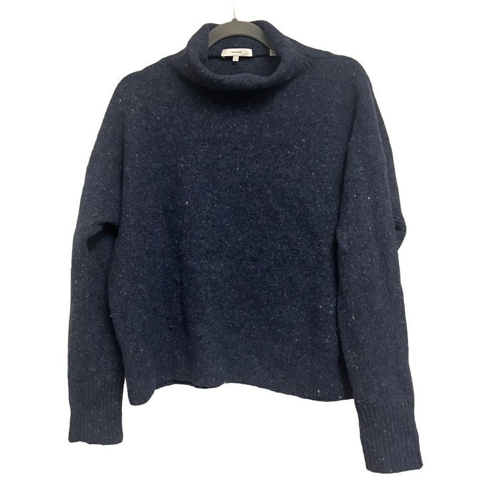 Vince Blue Saddle Marled Turtleneck Wool & Alpaca Blend Sweater Size Large